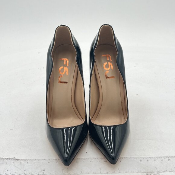 FSJ Women Pumps Sexy Pointed High Heel Patent Leather Classic Stilettos Slip On - Picture 2 of 7